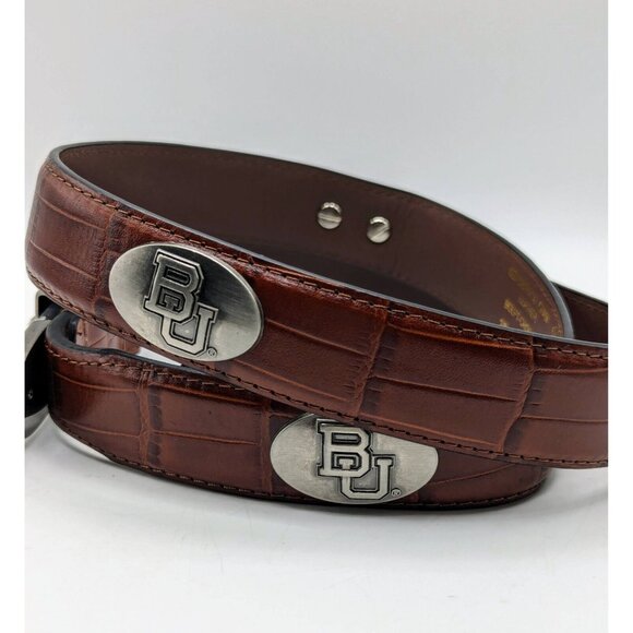 ZEP-PRO BU Boston University Mens NCAA Leather Belt Size 38 Terriers Brown - Picture 3 of 4